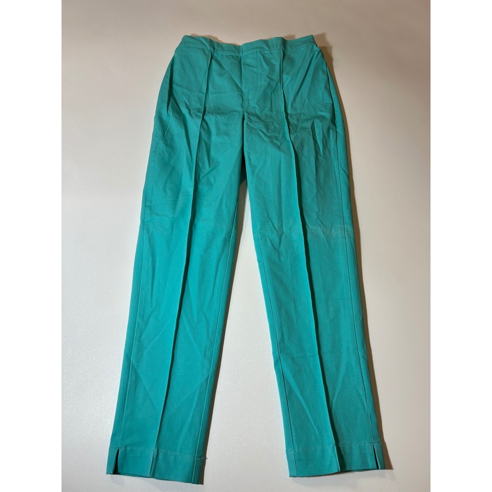 Isaac Mizrahi Live! Pants Women's 4 Teal Straight Leg Elastic Waist